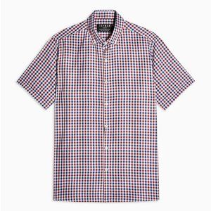Topman Slim Gingham Short-Sleeve Button-Down Shirt